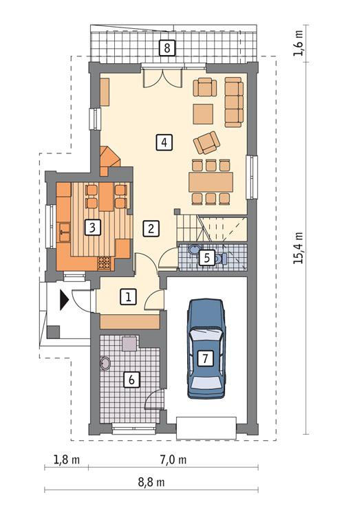 Rzut parteru POW. 83,5 m²