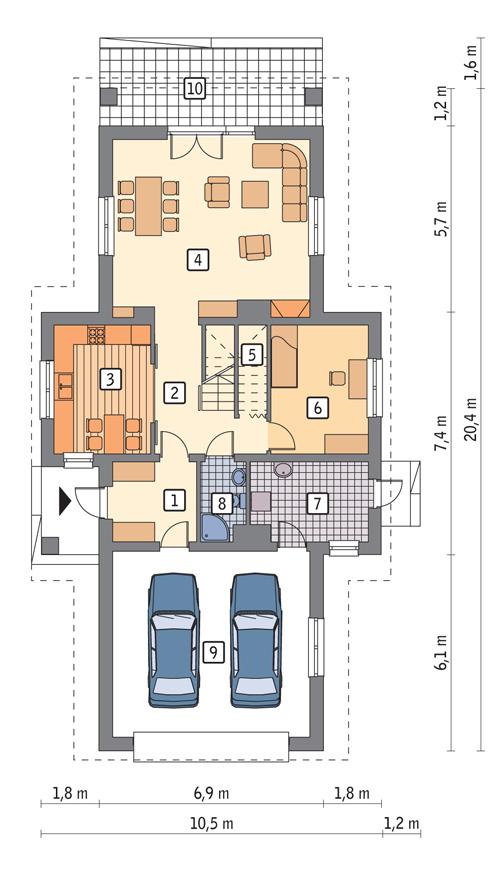 Rzut parteru POW. 117,5 m²