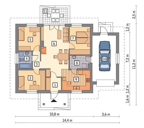 Rzut parteru POW. 101,1 m²