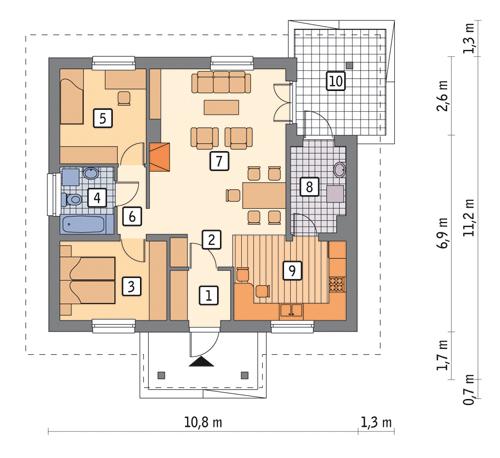 Rzut parteru POW. 77,1 m²