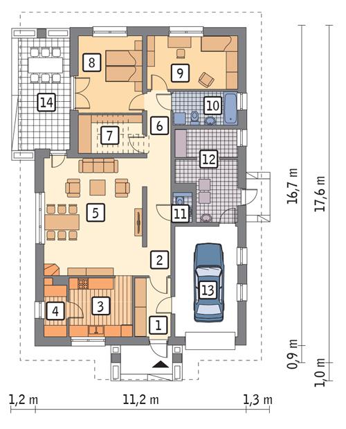 Rzut parteru POW. 135,1 m²