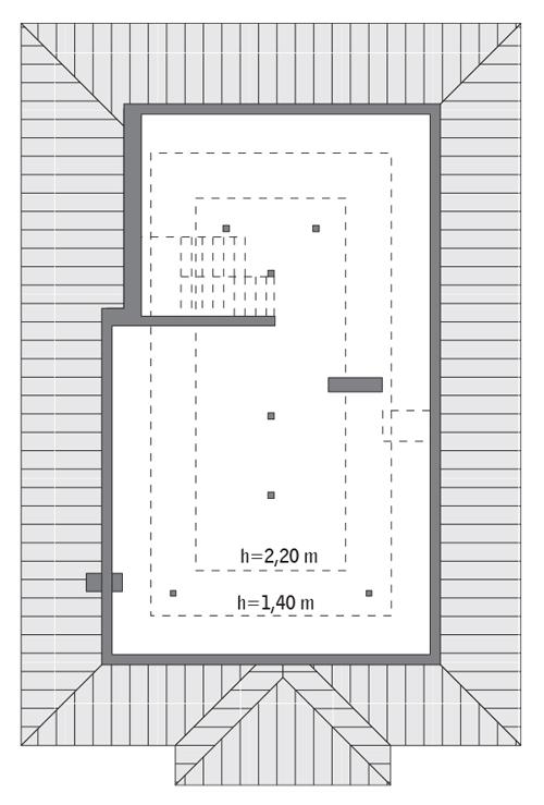 Rzut poddasza: do indywidualnej adaptacji (51,8 m2 powierzchni użytkowej)