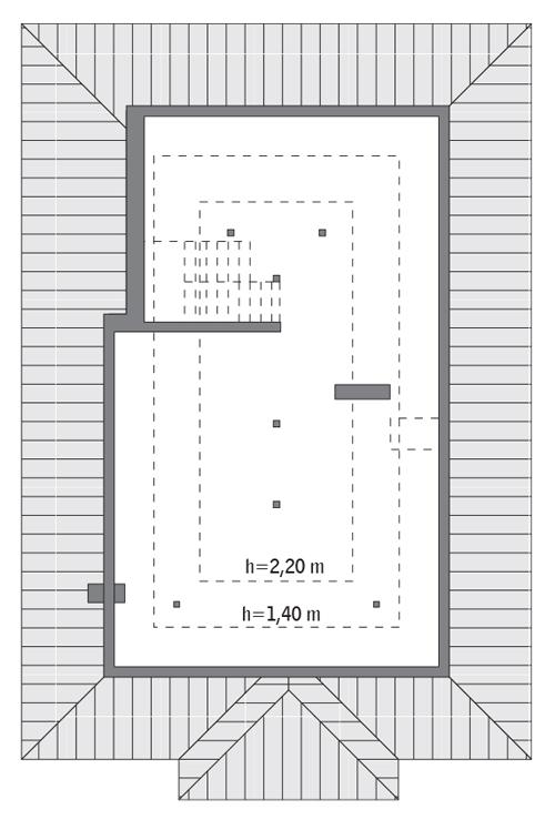 Rzut poddasza: do indywidualnej adaptacji (51,8 m2 powierzchni użytkowej)