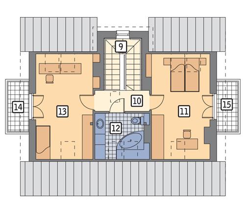 Rzut poddasza POW. 64,6 m²