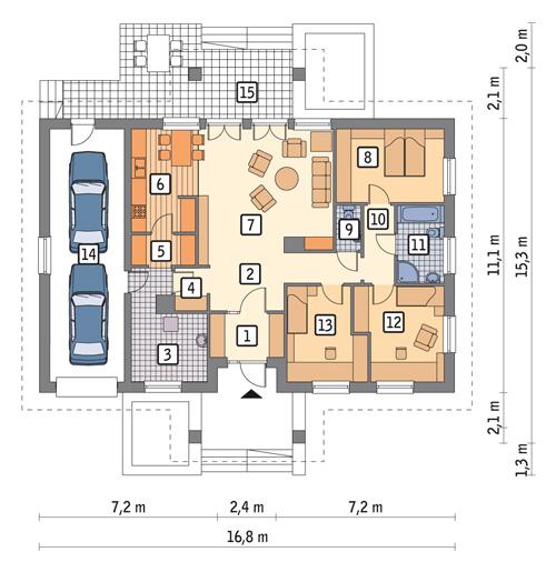 Rzut parteru POW. 147,5 m²