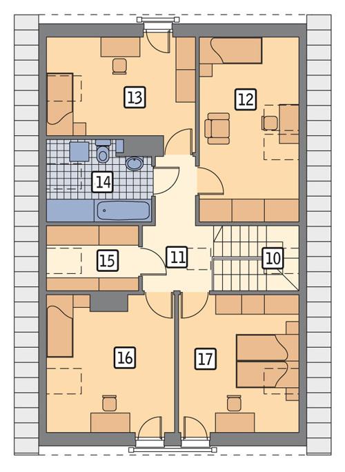 Rzut poddasza lustro POW. 87,4 m²