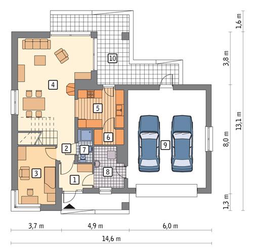 Rzut parteru POW. 110,3 m²