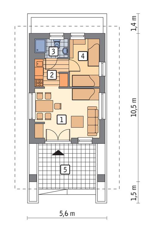Rzut parteru POW. 29,4 m²