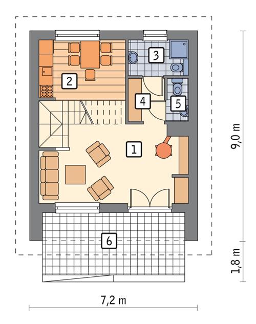 Rzut parteru POW. 41,1 m²