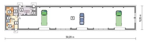 Rzut parteru POW. 397,9 m²