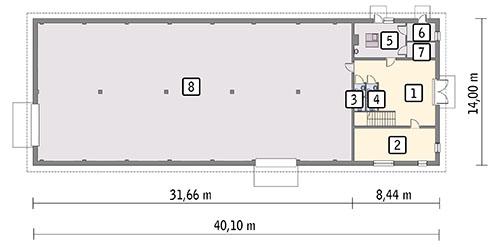 Rzut parteru POW. 499,6 m²