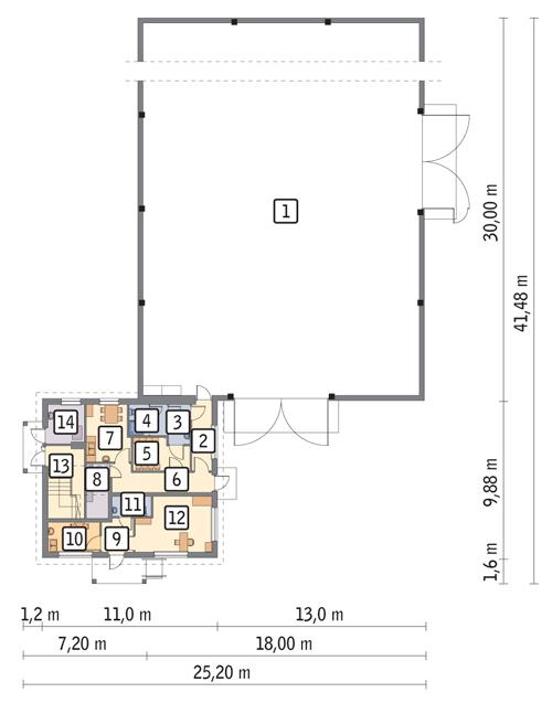 Rzut parteru POW. 596,1 m²