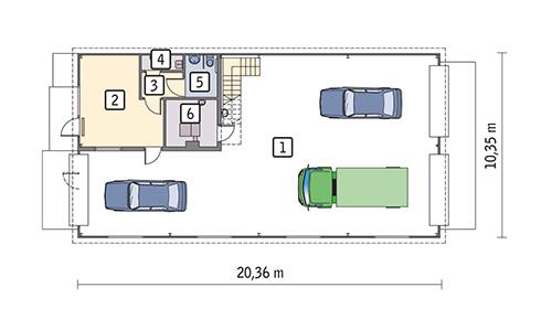 Rzut parteru POW. 198,8 m²