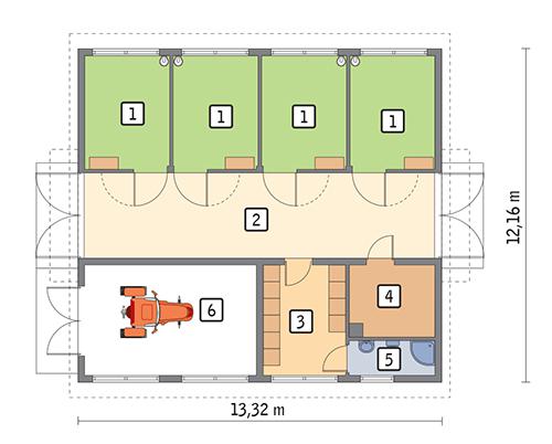 Rzut parteru POW. 133,4 m²