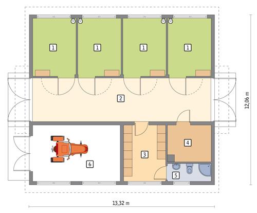 Rzut parteru POW. 133,3 m²