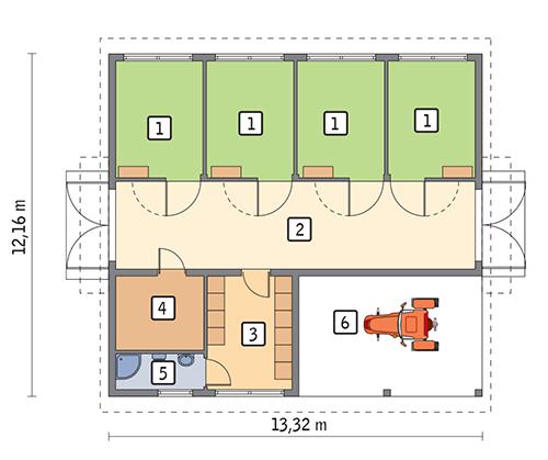 Rzut parteru lustro POW. 132,8 m²