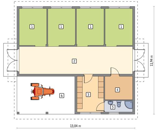 Rzut parteru POW. 109,2 m²