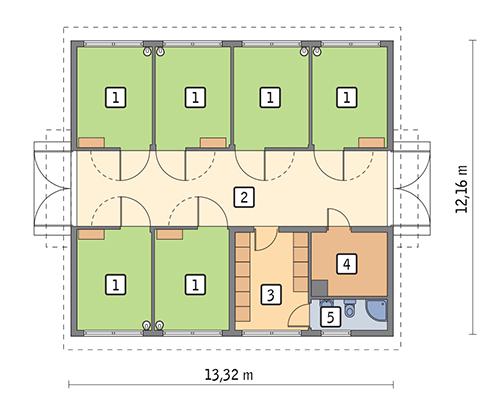 Rzut parteru POW. 133,7 m²