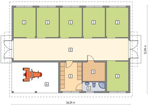 Rzut parteru POW. 167,6 m²