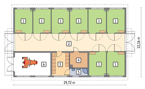 Rzut parteru POW. 203,8 m²