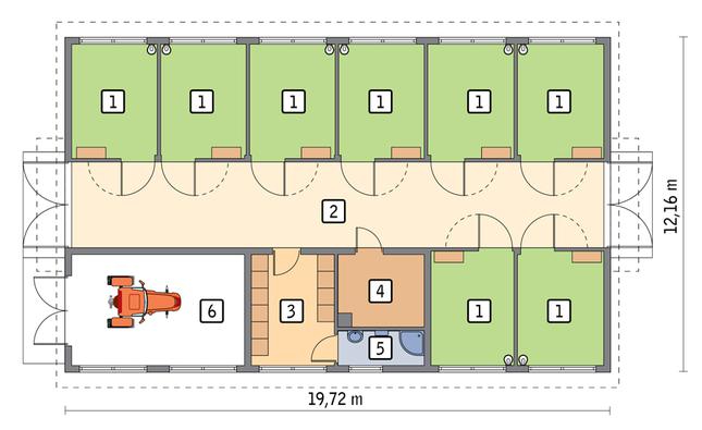 Rzut parteru POW. 203,8 m²