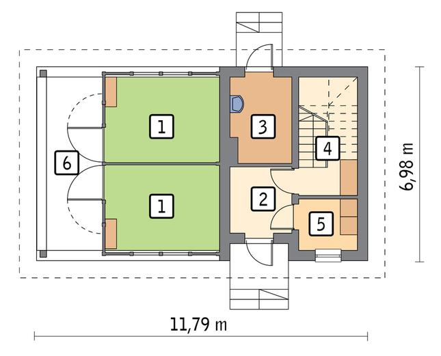 Rzut parteru POW. 60,4 m²