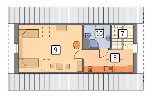 Rzut poddasza POW. 59,4 m²