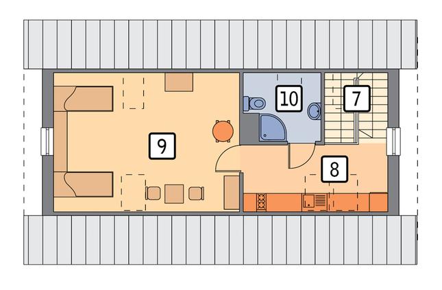 Rzut poddasza POW. 59,4 m²