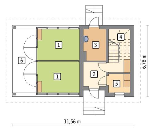 Rzut parteru POW. 46,8 m²