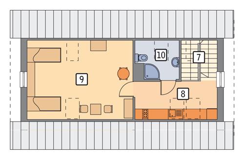 Rzut poddasza POW. 59,4 m²