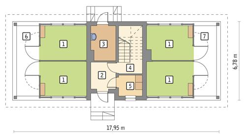 Rzut parteru POW. 70,4 m²