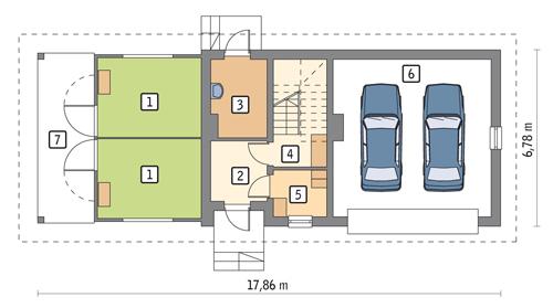 Rzut parteru POW. 96,1 m²