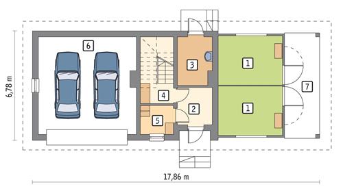Rzut parteru lustro POW. 96,2 m²