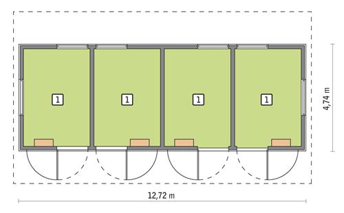 Rzut parteru POW. 52,0 m²