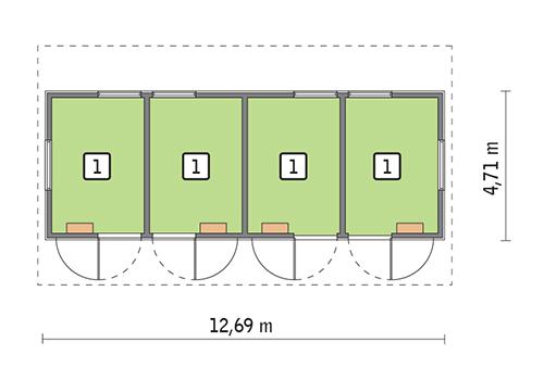 Rzut parteru POW. 51,1 m²