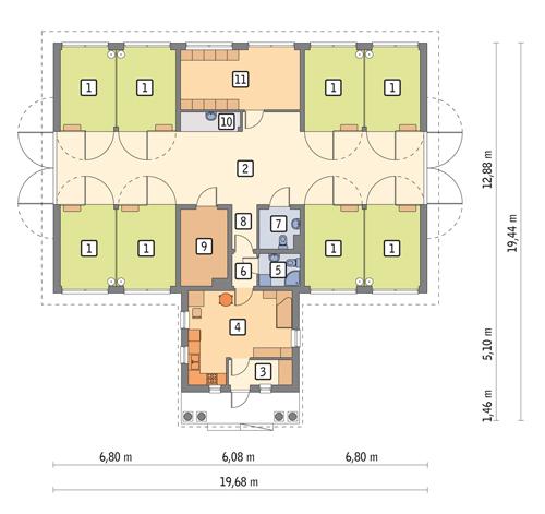Rzut parteru POW. 241,0 m²