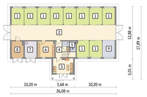Rzut parteru POW. 305,2 m²