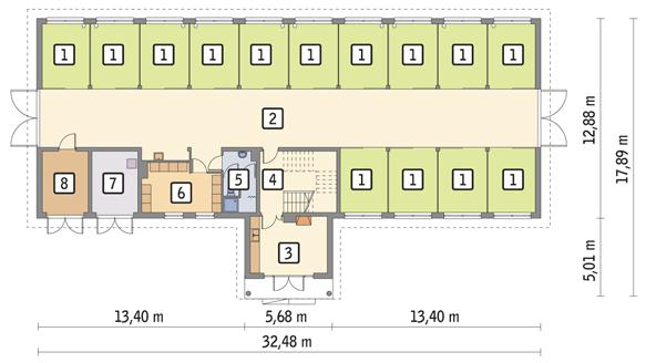 Rzut parteru POW. 382,2 m²