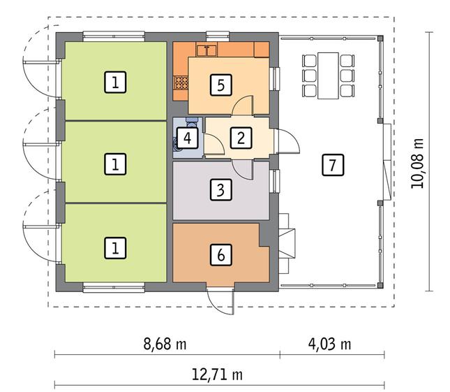 Rzut parteru POW. 107,5 m²