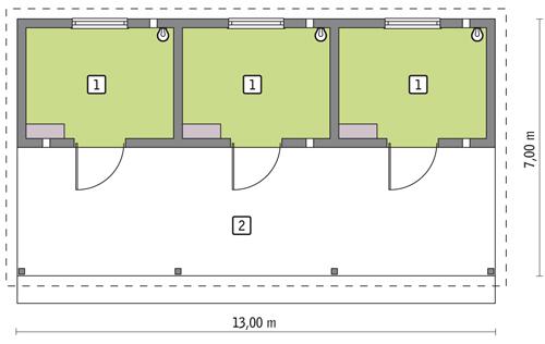 Rzut parteru POW. 81,0 m²
