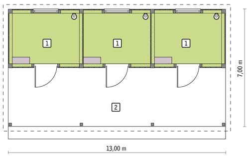 Rzut parteru POW. 36,4 m²