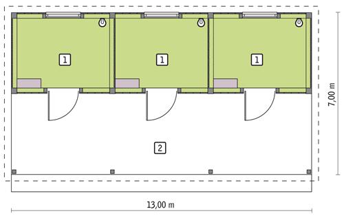 Rzut parteru POW. 81,3 m²