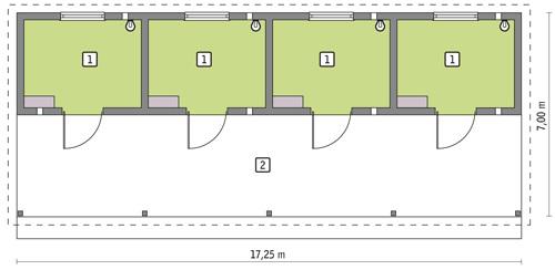 Rzut parteru POW. 48,1 m²
