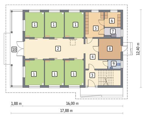 Rzut parteru POW. 162,8 m²
