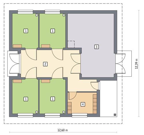 Rzut parteru POW. 117,7 m²