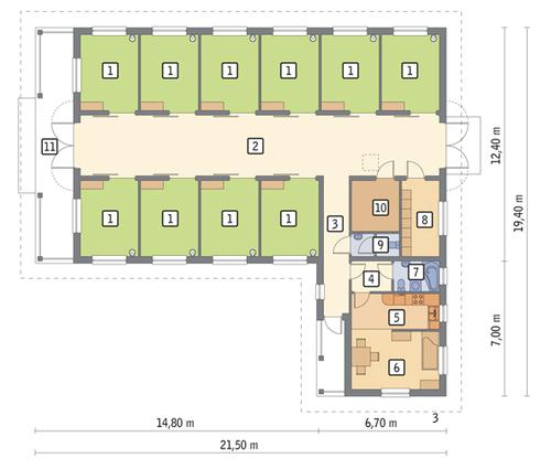 Rzut parteru POW. 236,4 m²