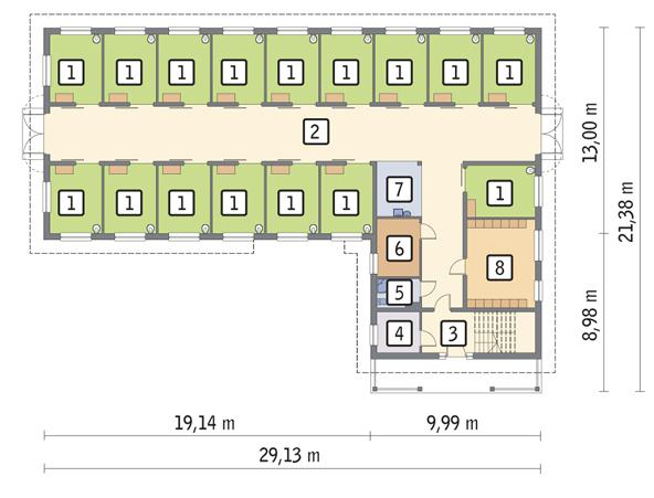 Rzut parteru POW. 364,7 m²