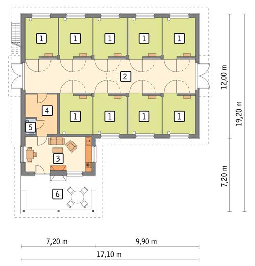 Rzut parteru POW. 190,3 m²