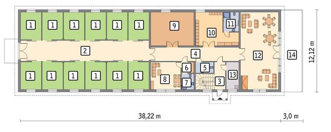 Rzut parteru POW. 383,7 m²