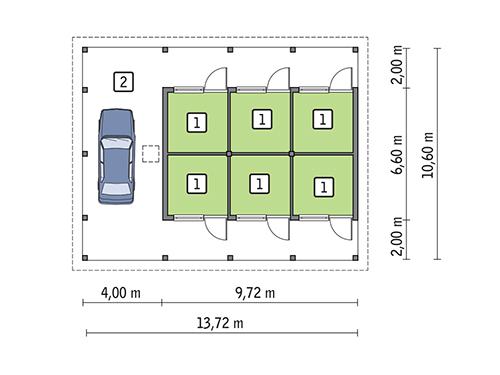 Rzut parteru POW. 135,3 m²